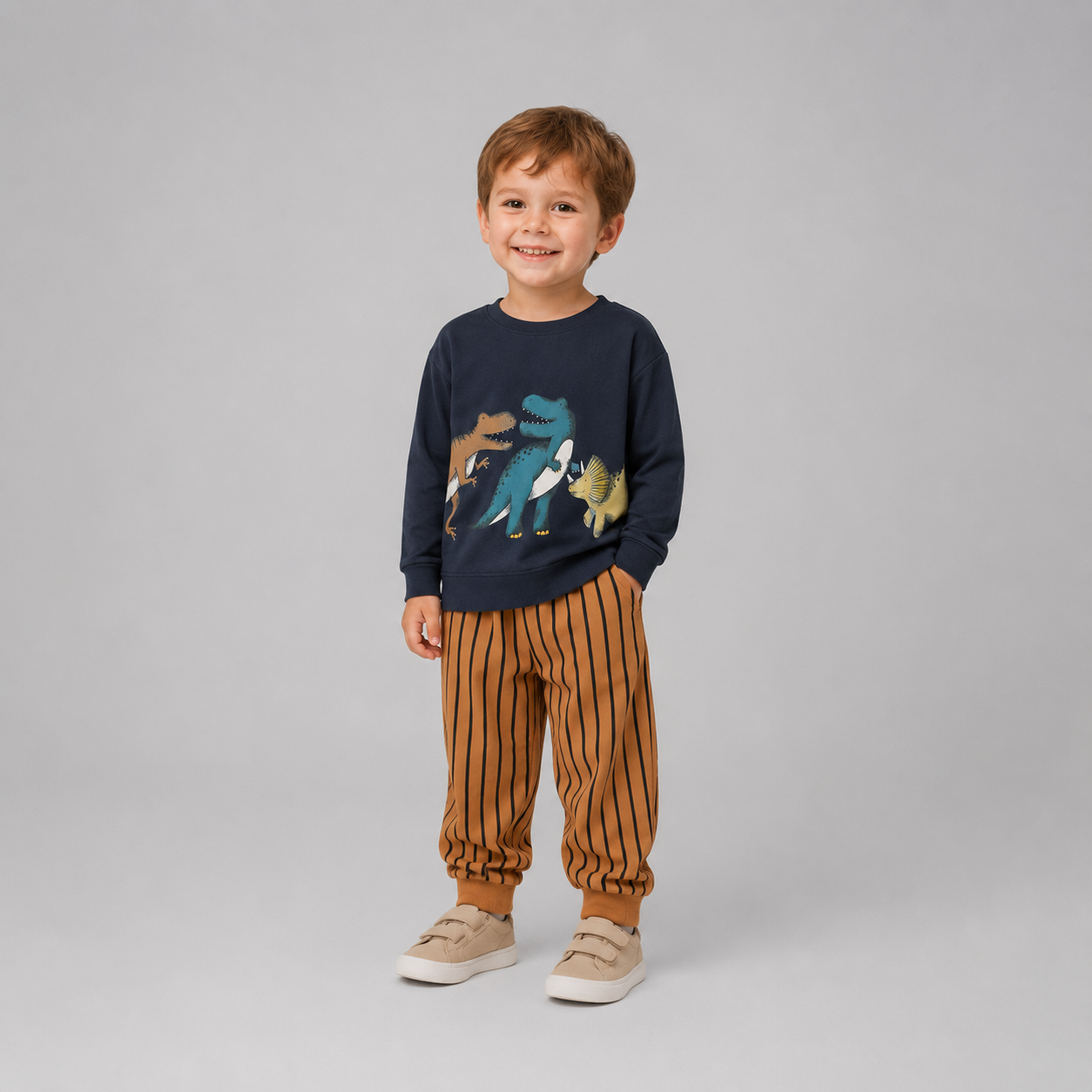 Autumn Male Cartoon Striped Children Suit