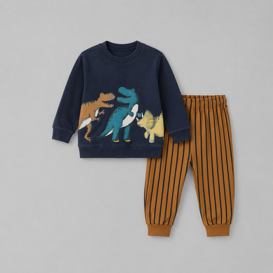 Autumn Male Cartoon Striped Children Suit