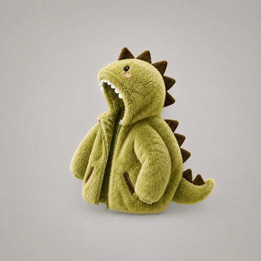 Winter Cartoon Fleece-Lined Thick Dinosaur Cotton-Padded Jacket