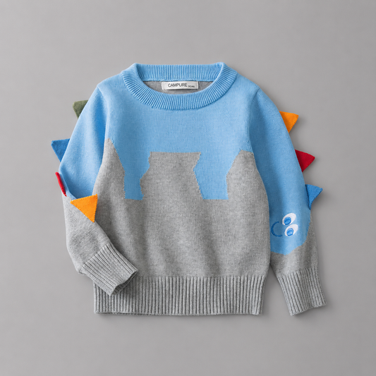 Knitted Jacquard Embroidery Pullover Dinosaur Kids Sweater