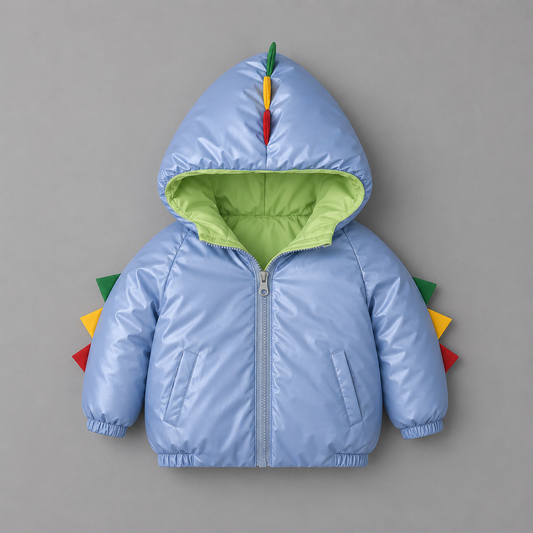 Thickened Middle And Small Children Cartoon Dinosaur Padded Jacket